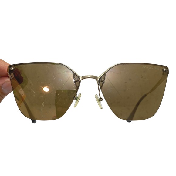 Prada Accessories - Prada SPR 68T ZVN-5N2 Sunglasses Unisex Gold Polarized Aviator 63mm